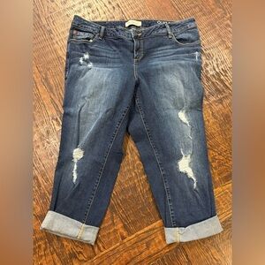 Slink Curvy Blue Boyfriend Jeans with Distressed Details